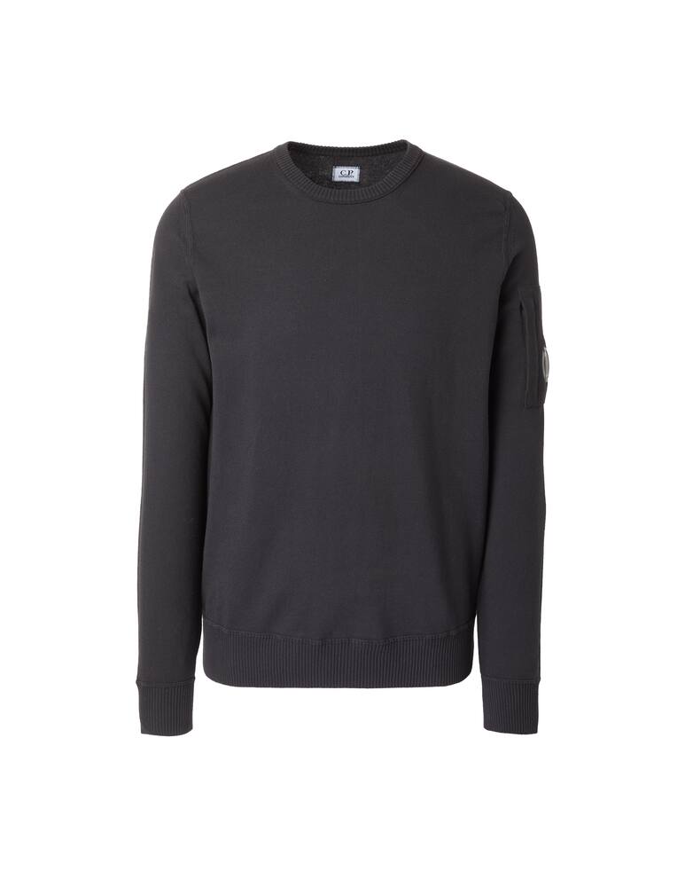 rinascente Cp Company Crepe lens cotton roundneck sweater - black