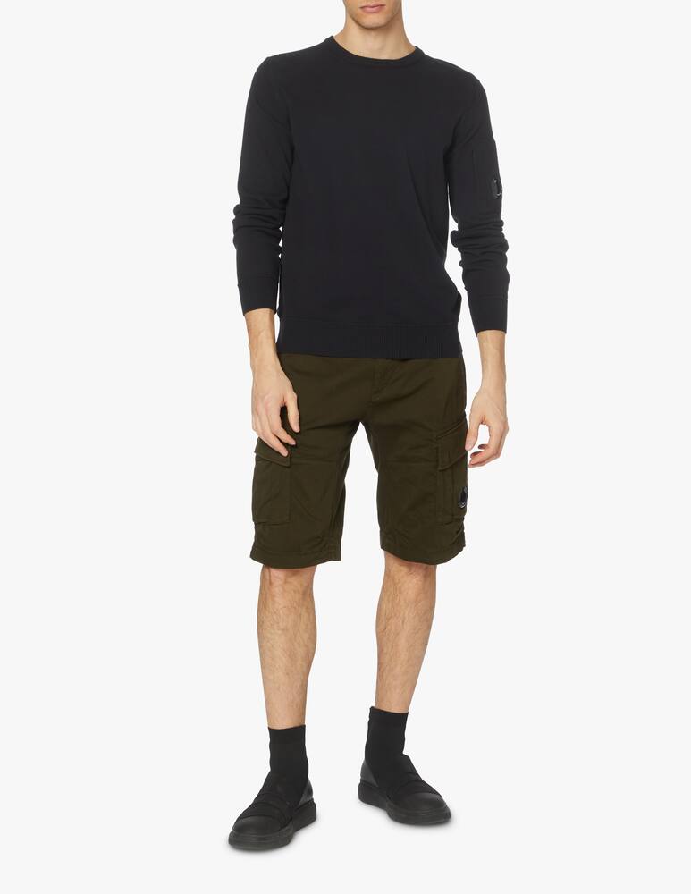 rinascente Cp Company Crepe lens cotton roundneck sweater - black