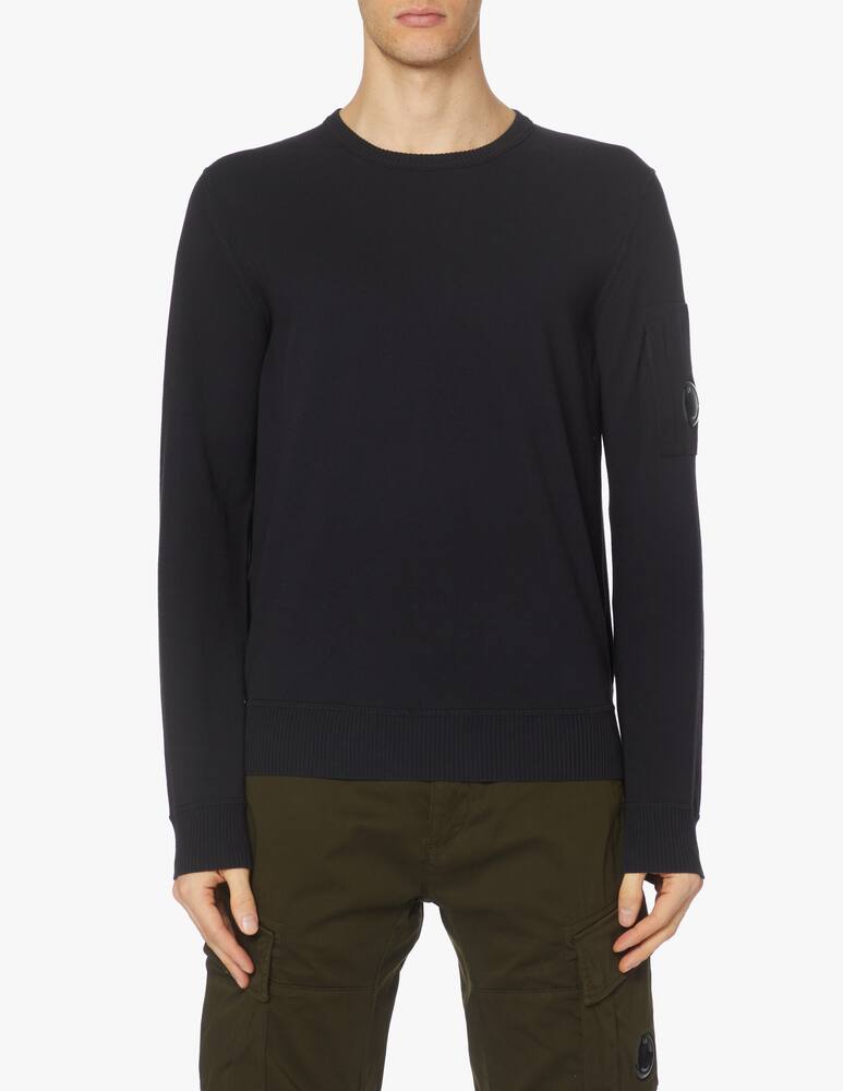 rinascente Cp Company Crepe lens cotton roundneck sweater - black