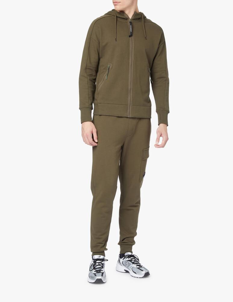rinascente Cp Company Goggle diagonal fleece zip hooded sweater - olive