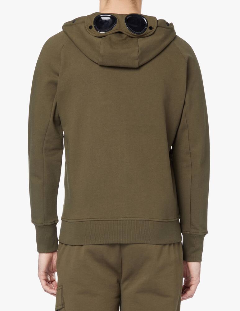 rinascente Cp Company Goggle diagonal fleece zip hooded sweater - olive