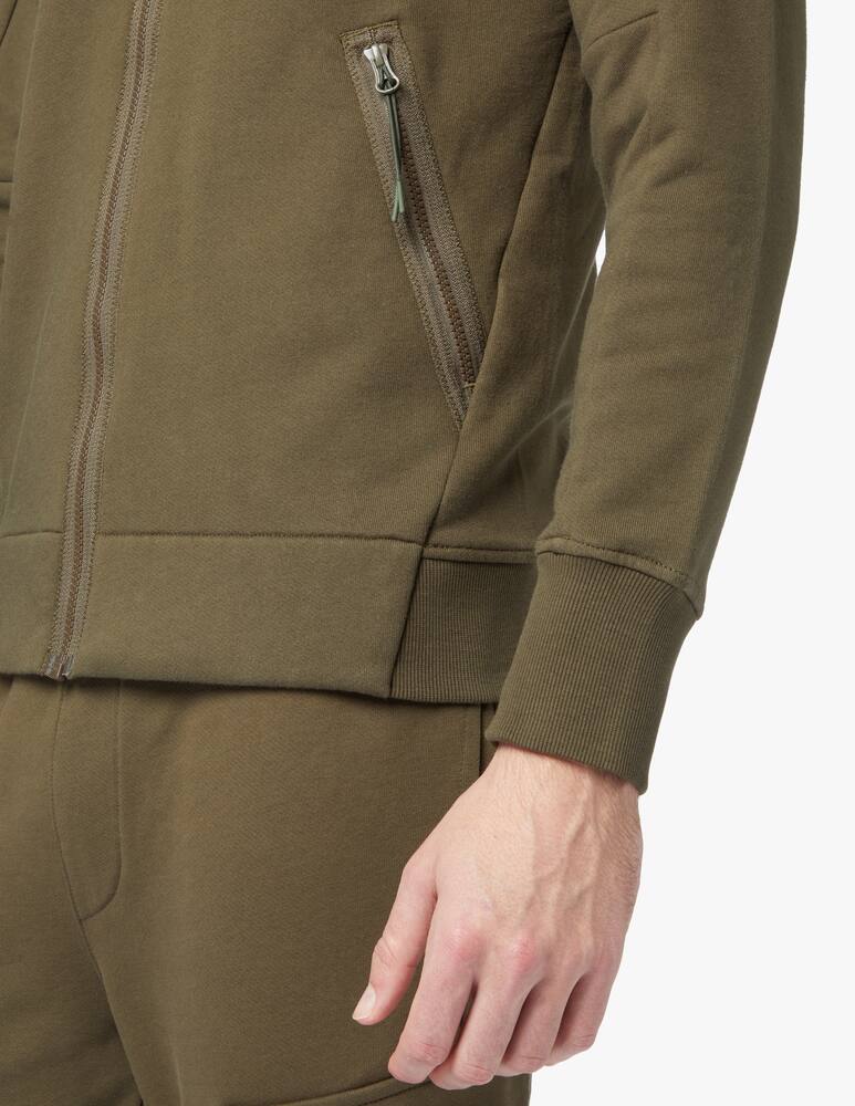 rinascente Cp Company Goggle diagonal fleece zip hooded sweater - olive