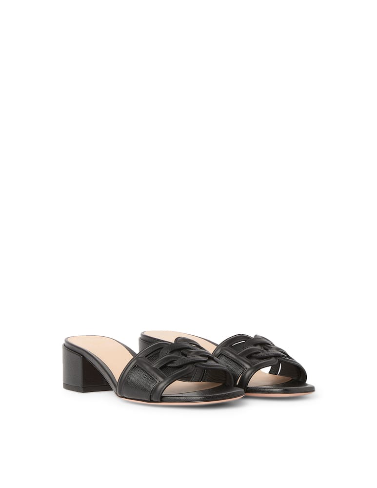 rinascente Bally Sandali con tacco in pelle martellata Peoni - nero