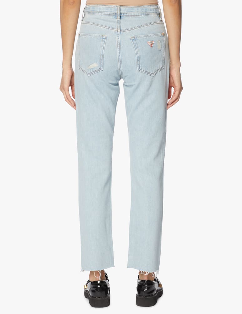 rinascente Guess Jeans straight girly con rotture e cintura strass