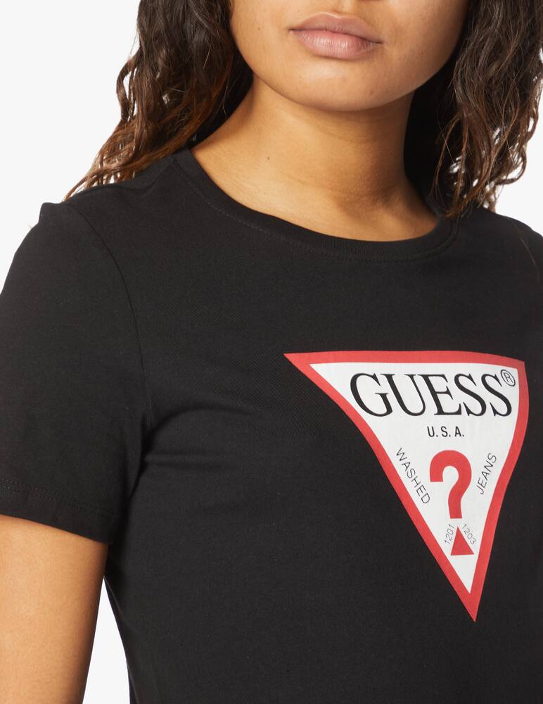 rinascente Guess T-shirt in cotone con logo triangolo - nero