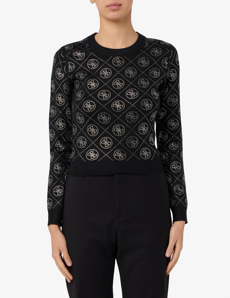 Guess Maglia girocollo strass 4G - immagine 1 Guess Maglia girocollo strass 4G - immagine 1