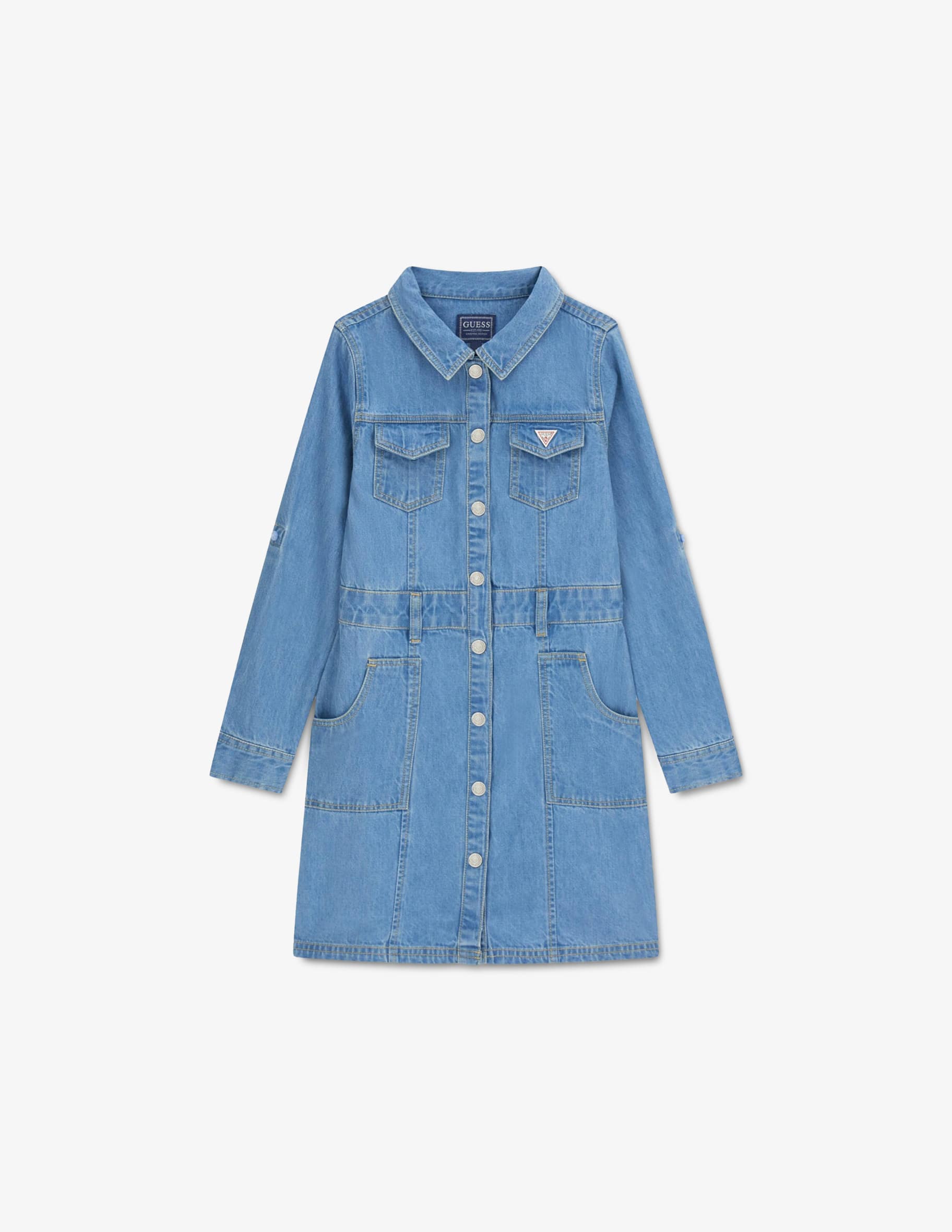 Shop Guess Denim long sleeve dress on Rinascente