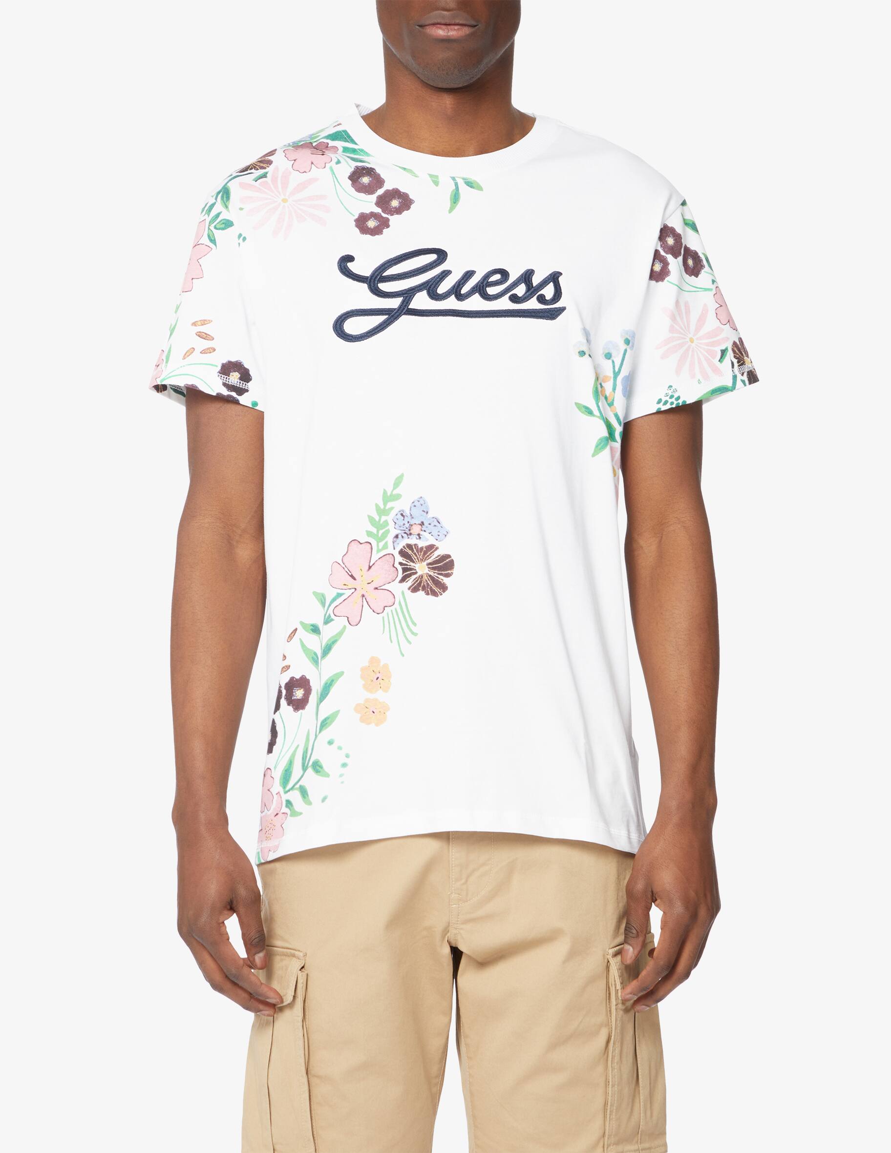 T-shirt Guess Donna – Logo Frontale In Strass Argento – Girocollo Slim – W4YI75J1314