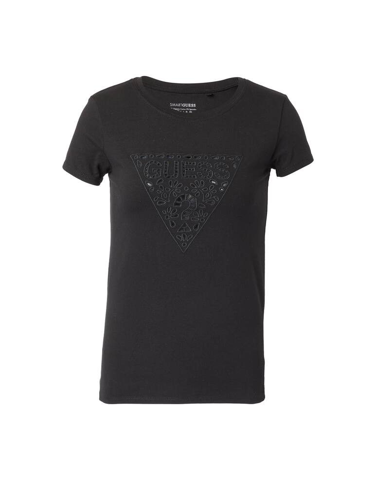 rinascente Guess T-shirt in cotone con logo macramè - nero