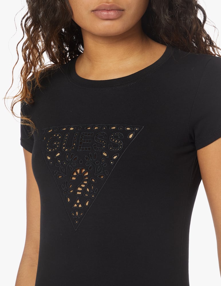 Guess Cotton t-shirt with macramè logo - black - picture 4 Guess Cotton t-shirt with macramè logo - black - picture 4