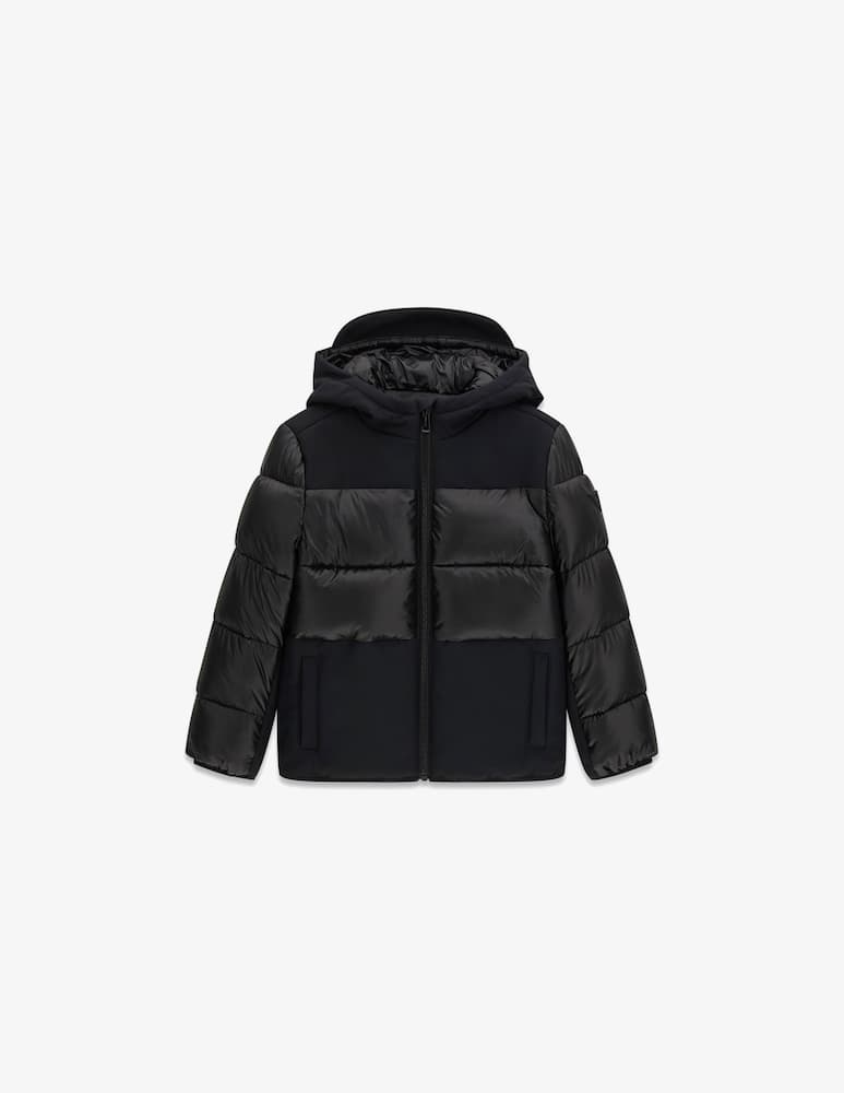 Guess Hooded mixed fabric puffer jacket - picture 1