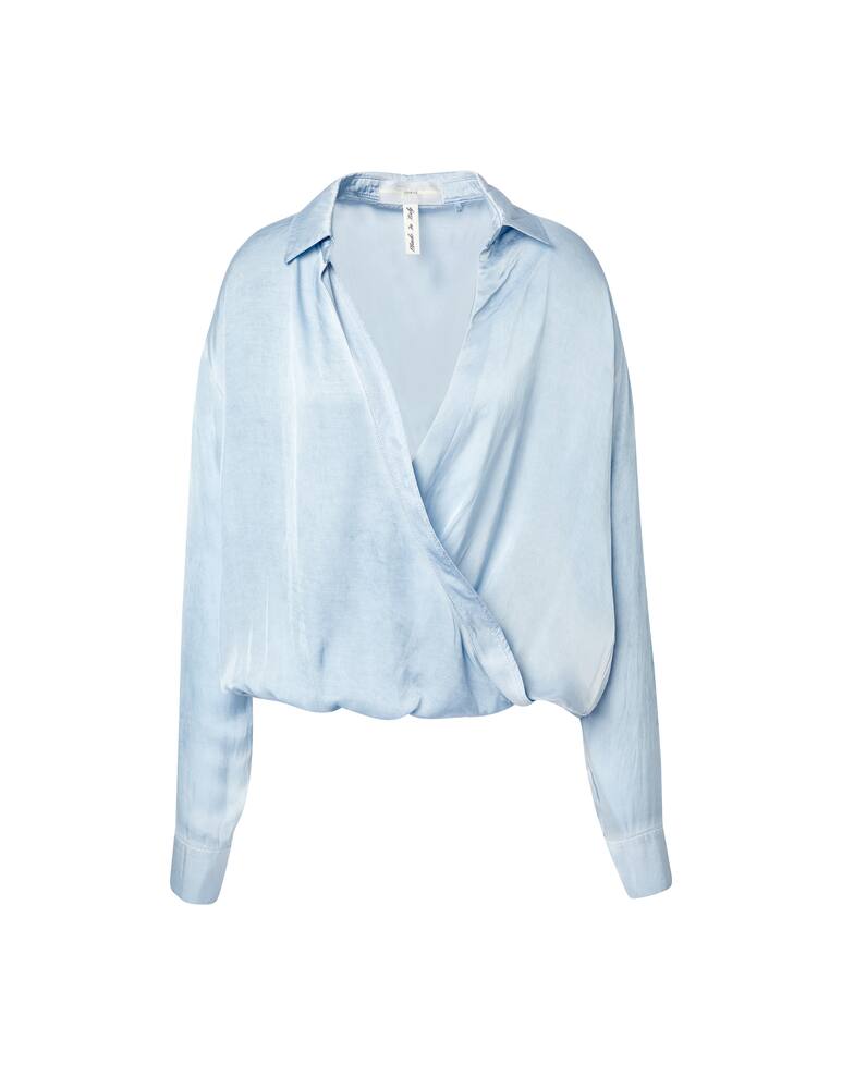 rinascente Guess Blusa in misto seta scollo a v - azzurro