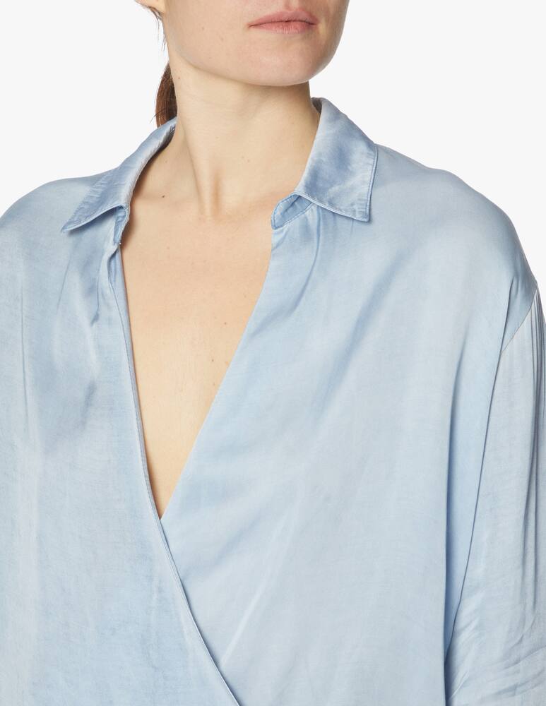 rinascente Guess Blusa in misto seta scollo a v - azzurro