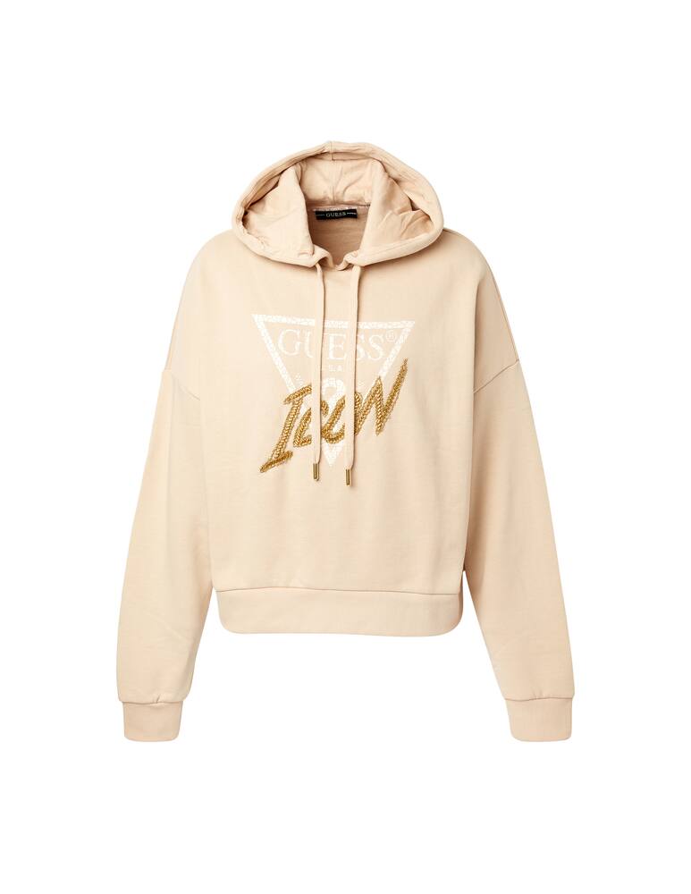 rinascente Guess Icon fleece cotton hoodie - beige
