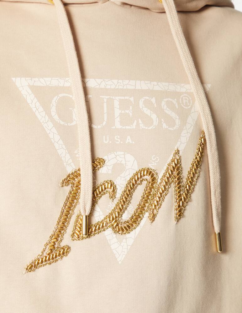 rinascente Guess Icon fleece cotton hoodie - beige