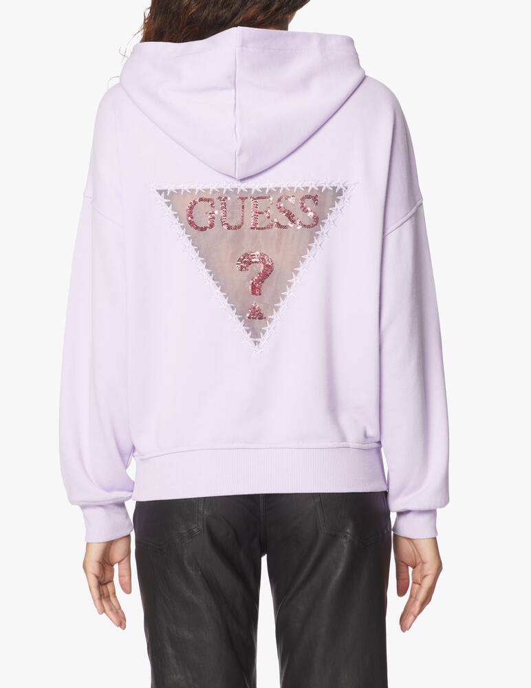 rinascente Guess Cotton hoodie with logo - lilac