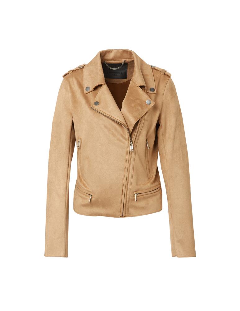 rinascente Guess Suede shirt biker jacket - beige