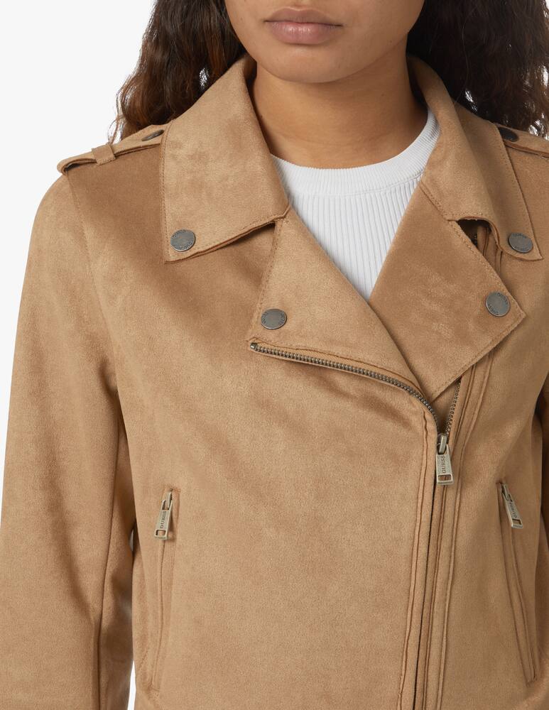 rinascente Guess Suede shirt biker jacket - beige