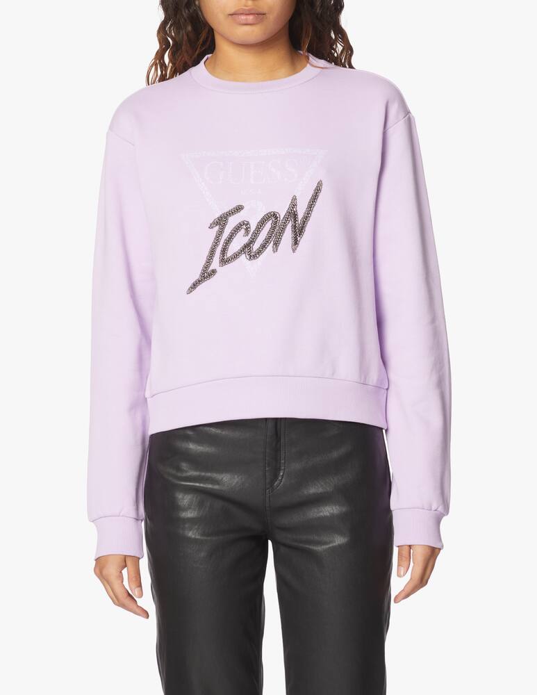 Guess Icon cotton crewneck sweatshirt - lilac - picture 1 Guess Icon cotton crewneck sweatshirt - lilac - picture 1