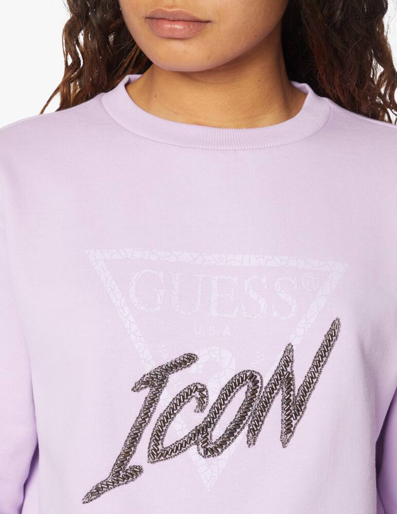 Guess Icon cotton crewneck sweatshirt - lilac - picture 4 Guess Icon cotton crewneck sweatshirt - lilac - picture 4