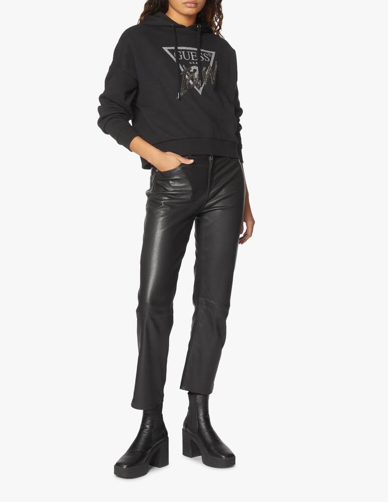 rinascente Guess Icon fleece cotton hoodie - black