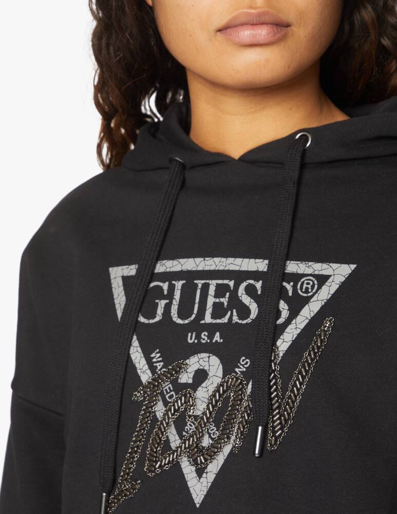 rinascente Guess Icon fleece cotton hoodie - black