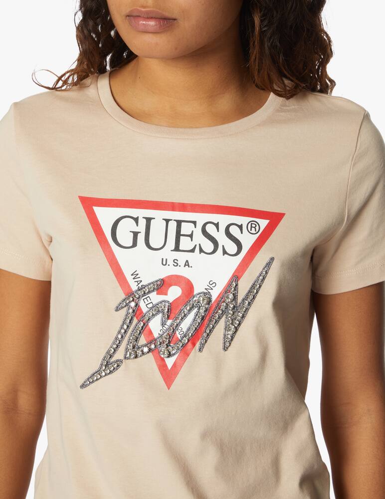 rinascente Guess Cotton t-shirt with logo Icon - beige