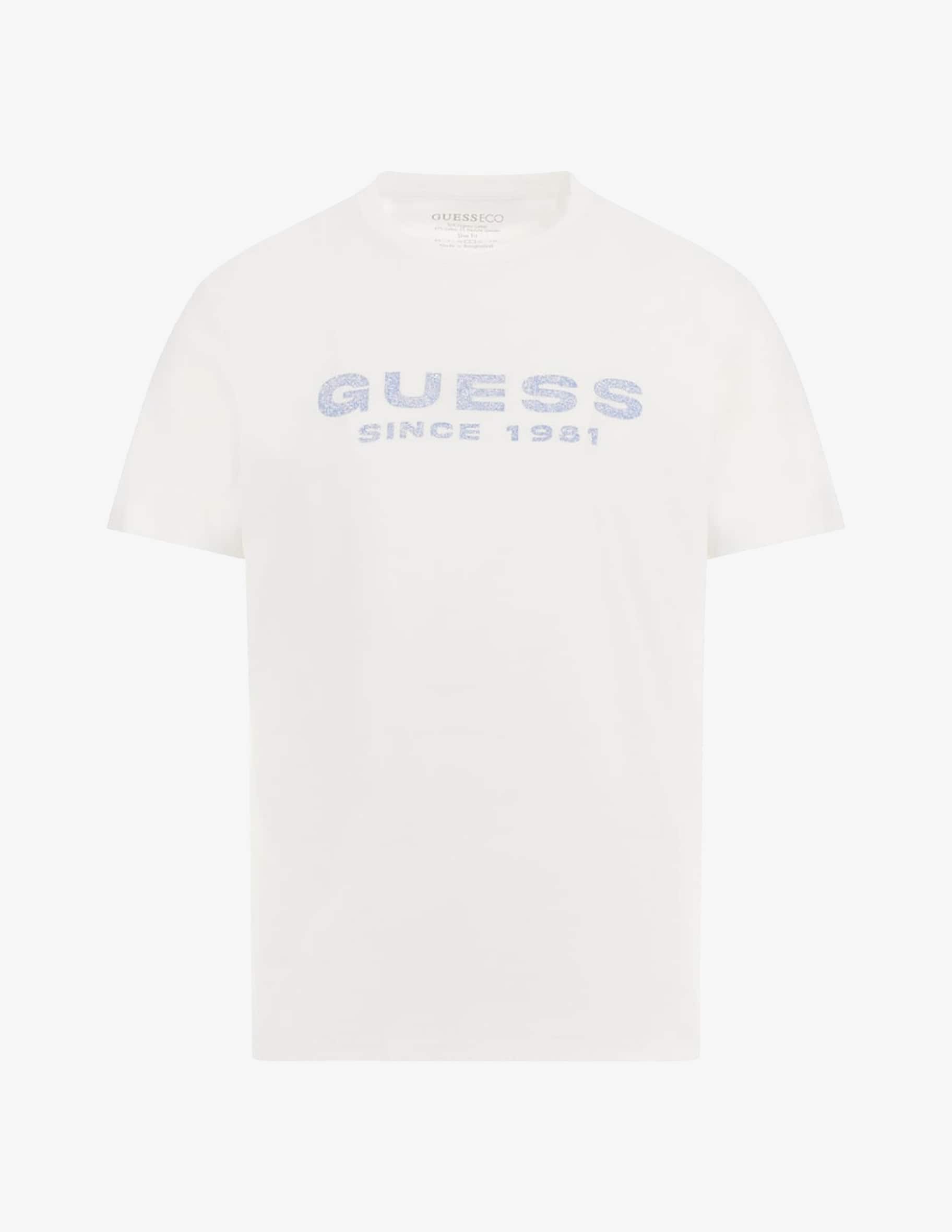 GUESS KarLEE Damen T-Shirt – Henley-Stil Mit Schmuckknopf, Weiß, Größe L