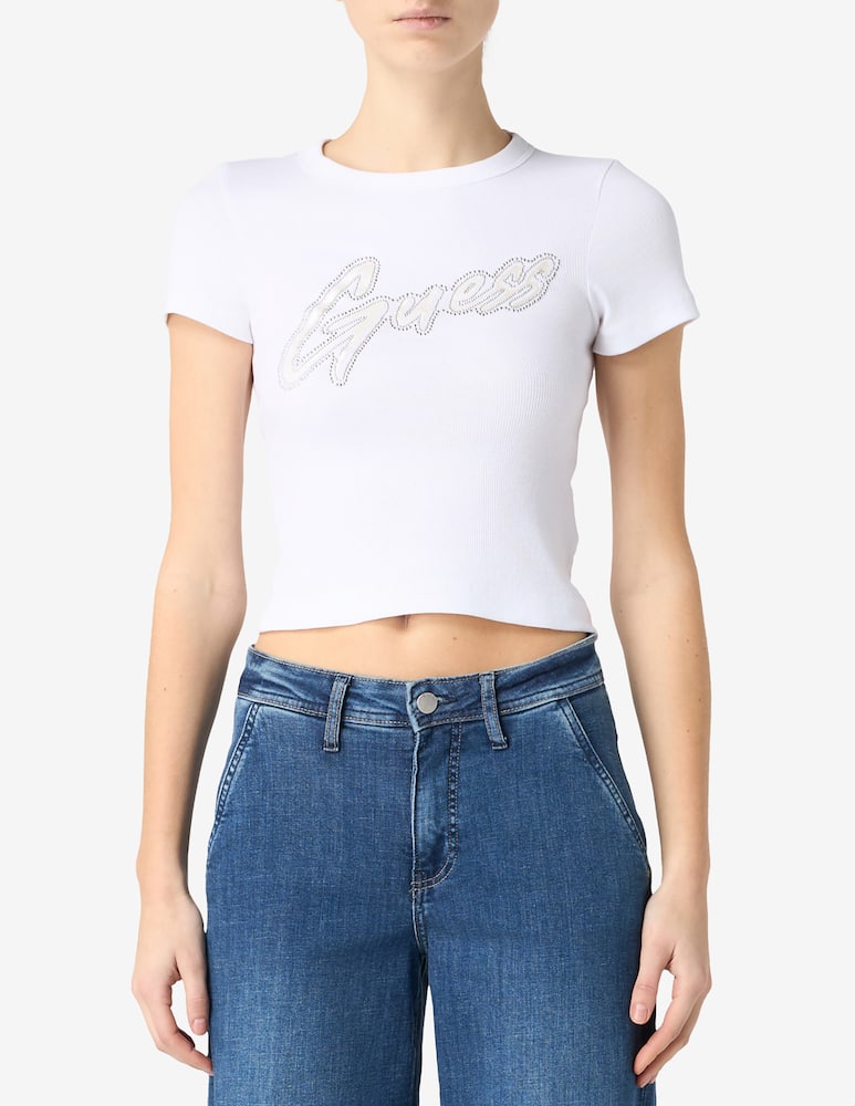 Guess T-shirt logo a costine - immagine 1 Guess T-shirt logo a costine - immagine 1