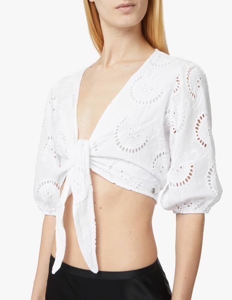 rinascente Guess Top con maniche corte in cotone - bianco