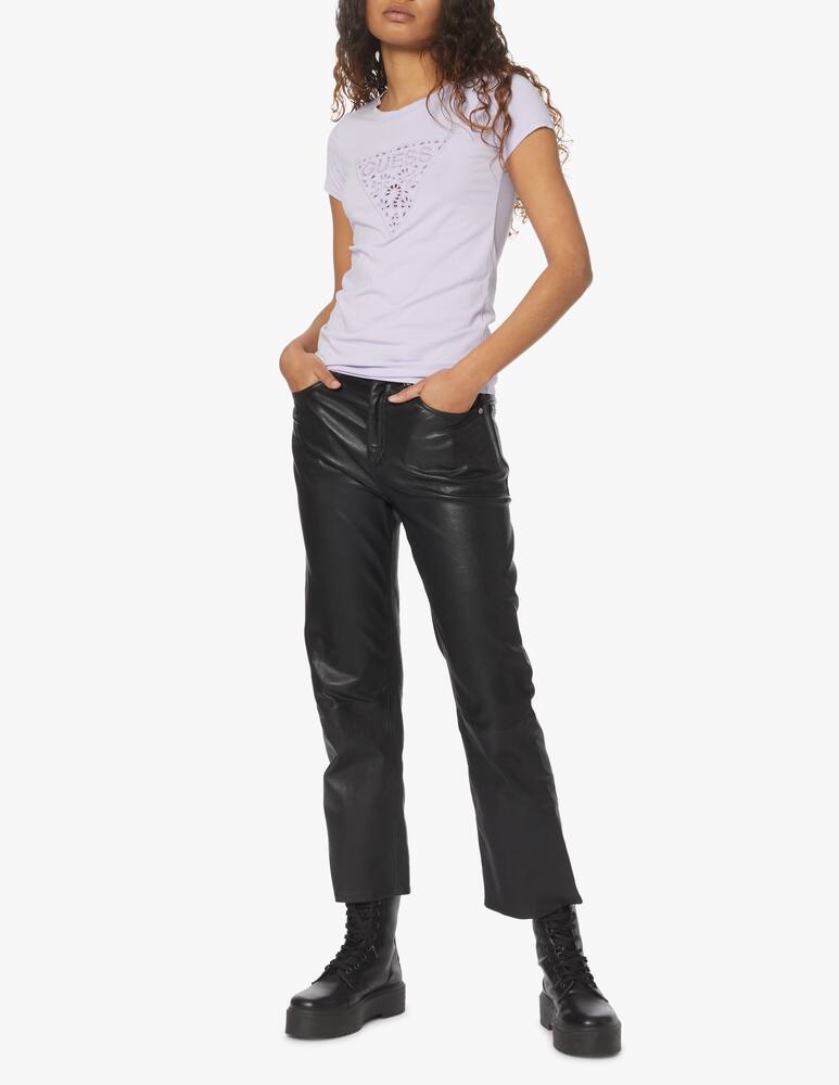 rinascente Guess Cotton t-shirt with macramè logo - lilac