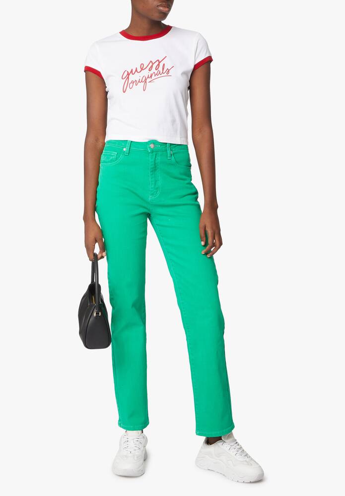 rinascente Guess Original Ringer cotton cropped tee - white