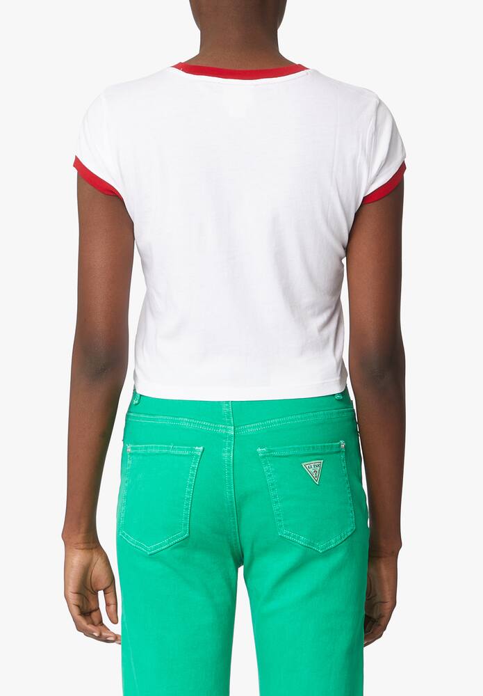 rinascente Guess Original Ringer cotton cropped tee - white