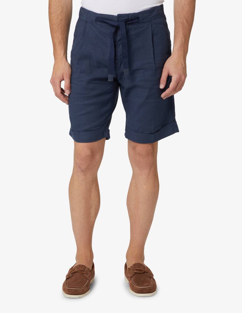 Entre Amis Bermuda chino coulisse cotone lino - blu - immagine 2 Entre Amis Bermuda chino coulisse cotone lino - blu - immagine 2