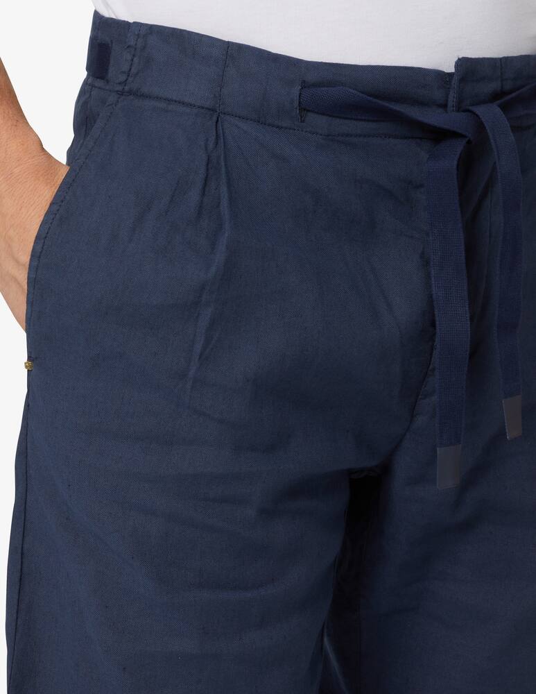 Entre Amis Bermuda chino coulisse cotone lino - blu - immagine 4 Entre Amis Bermuda chino coulisse cotone lino - blu - immagine 4