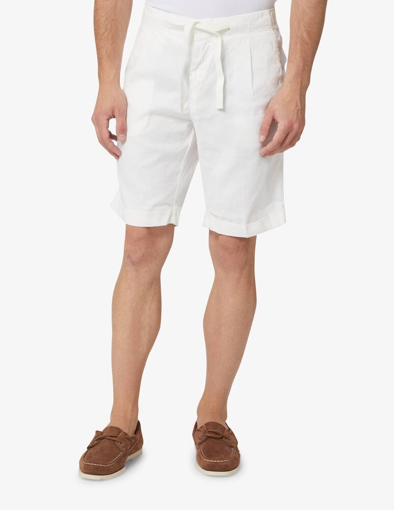Entre Amis Bermuda chino coulisse cotone lino - bianco - immagine 2 Entre Amis Bermuda chino coulisse cotone lino - bianco - immagine 2
