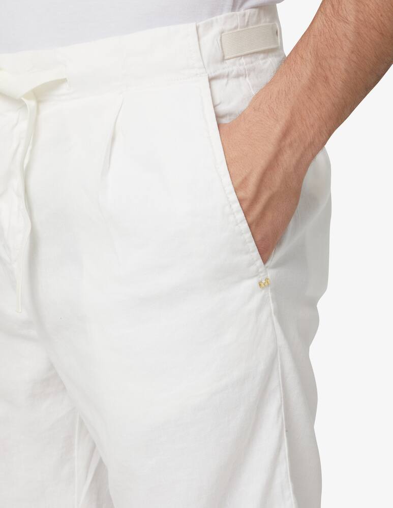 rinascente Entre Amis Cotton linen coulisse chino short - white