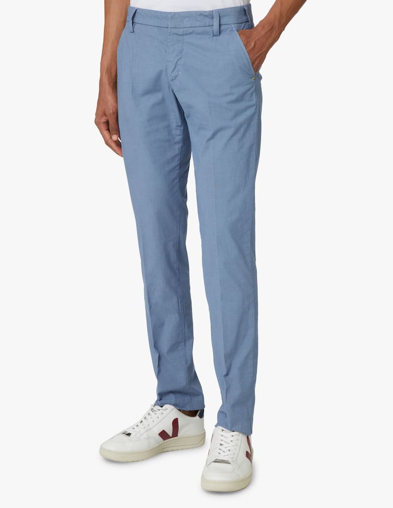 rinascente Entre Amis Pantalone chino gabardina micro pied de poule - azzurro