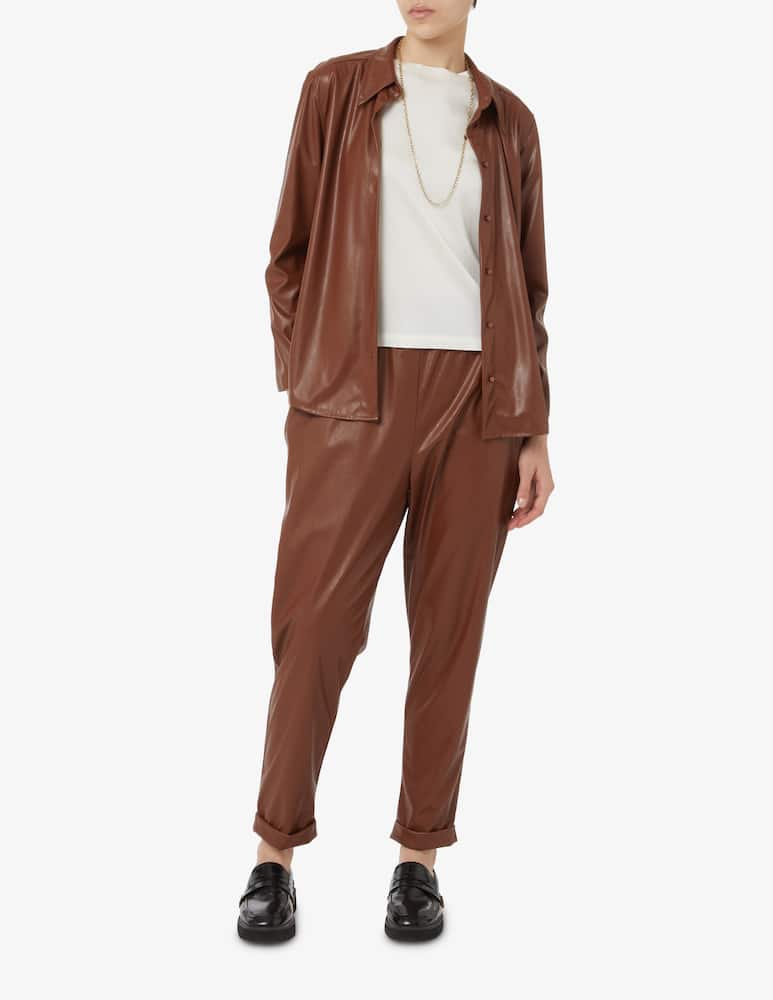 rinascente HAVEONE Faux leather long sleeved shirt - Brown