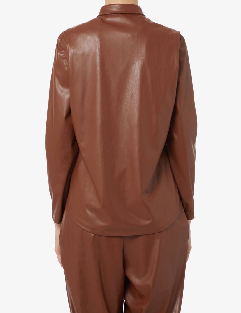 rinascente HAVEONE Faux leather long sleeved shirt - Brown