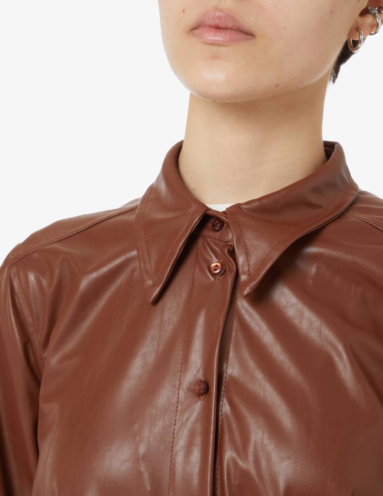 rinascente HAVEONE Faux leather long sleeved shirt - Brown