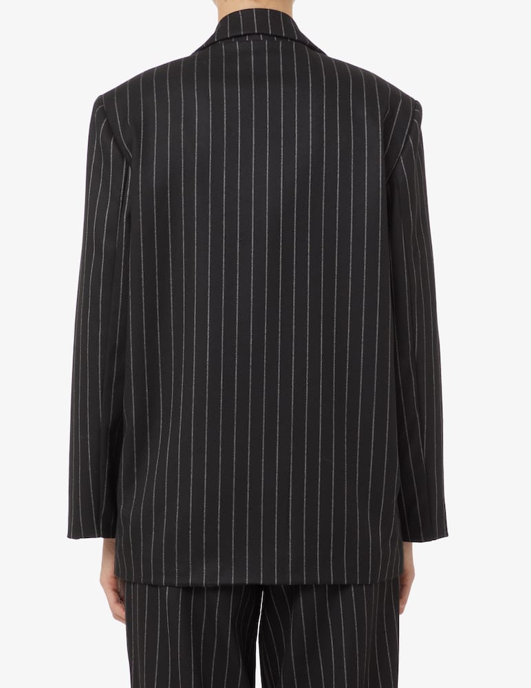 rinascente HAVEONE Pinstripe blazer with fringe - Black