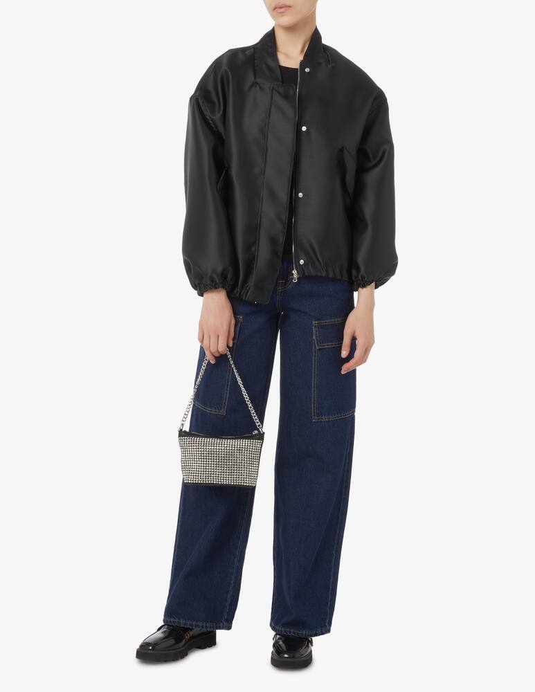 rinascente HAVEONE Satin cropped bomber jacket - Black