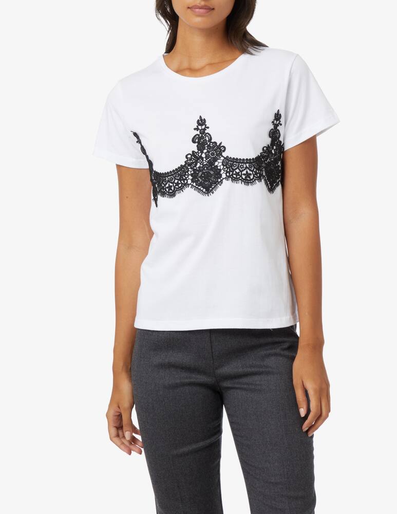 rinascente HAVEONE T-shirt with lace - White
