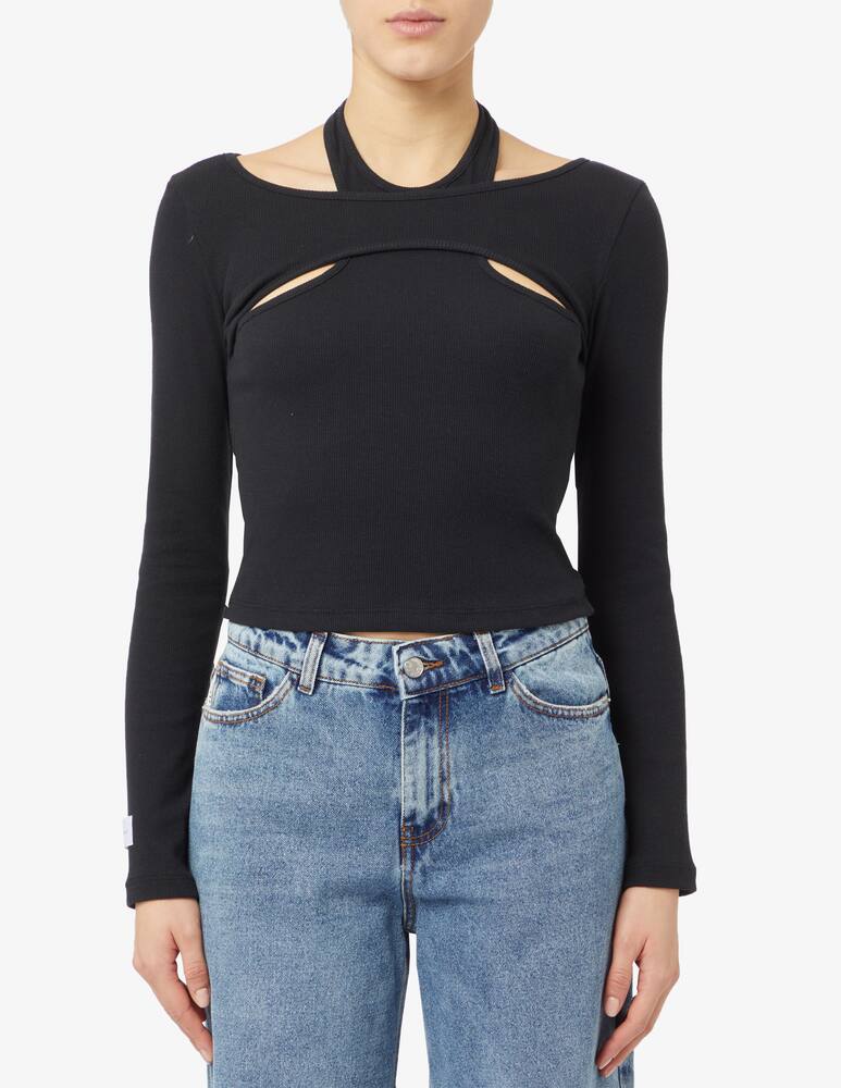 HAVEONE Ribbed T-shirt with cutout - picture 1 HAVEONE Ribbed T-shirt with cutout - picture 1