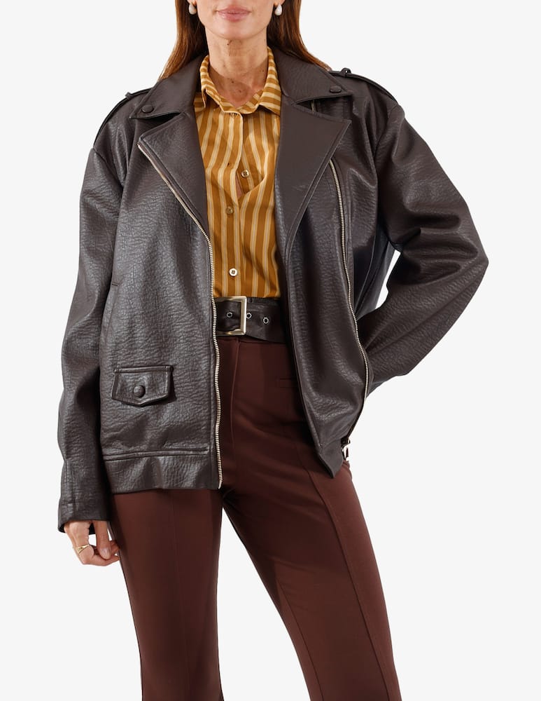 HAVEONE Biker faux leather jacket - picture 2 HAVEONE Biker faux leather jacket - picture 2