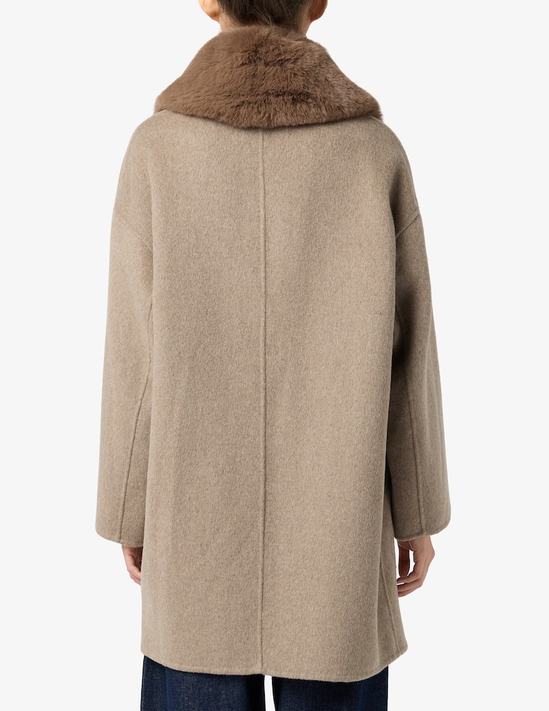 HAVEONE Wool-blend coat with faux-fur collar - picture 3
