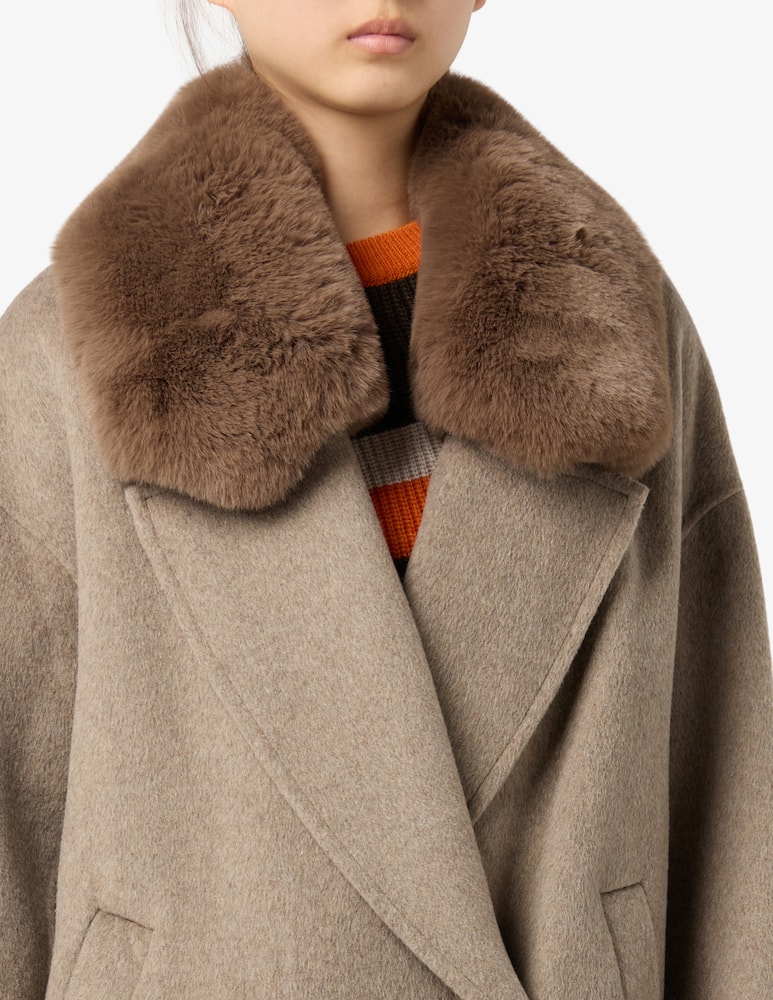 HAVEONE Wool-blend coat with faux-fur collar - picture 4