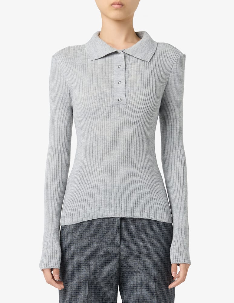 HAVEONE Ribbed polo top with crystal buttons - picture 1 HAVEONE Ribbed polo top with crystal buttons - picture 1