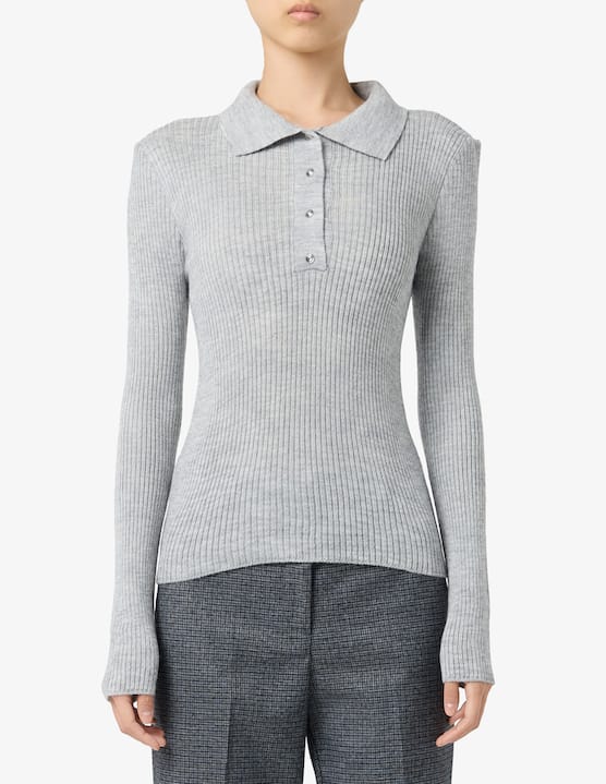 HAVEONE - Ribbed polo top with crystal buttons - €69,00